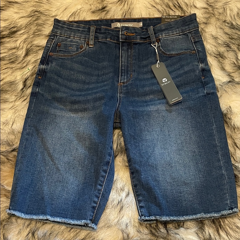 Tractr Dark Blue Jean Shorts Sz 14 NWT